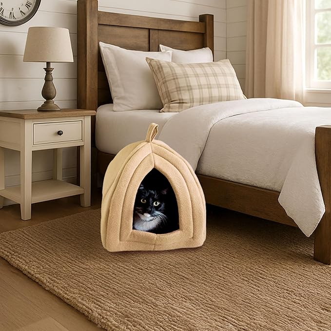 PETMAKER Indoor Cat House with Removable Foam Cushion for Cats, Kittens, Small Dogs & Small Pets, Plush Pet Bed Crate Tent Hideaway with Cozy Soft Interior, Small Animal Sleep & Rest Space