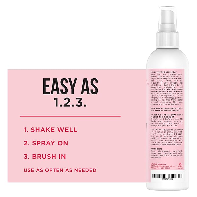 Natural Rapport Dog Deodorant Spray, The Only Between Bath Spray Dogs Need, Natural Cat and Dog Perfume Spray Eliminates Smelly Odours Between Baths (Female)