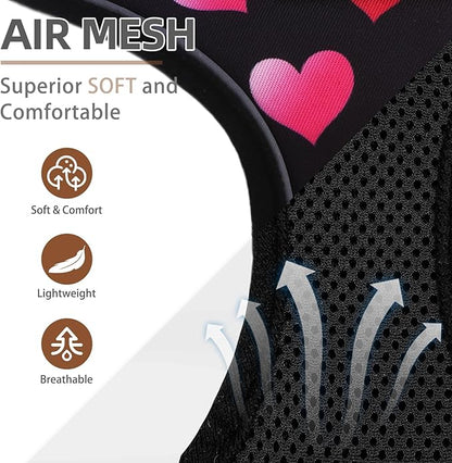 PUPTECK Soft Mesh Dog Harness and Leash Set Pet Puppy Cat Comfort Padded Vest No Pull Harnesses Valentine, Black&Pink, L
