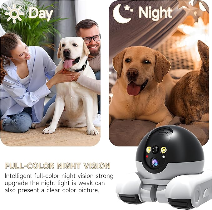 Pet Camera, 1080p Security Camera for Home, Movable Robot Pet Cam Indoor with Phone App, Wireless Dog/Cat/Baby Monitor WiFi Version+32G SD Card, 2-Way Talk, Night Vision, Motion Detection