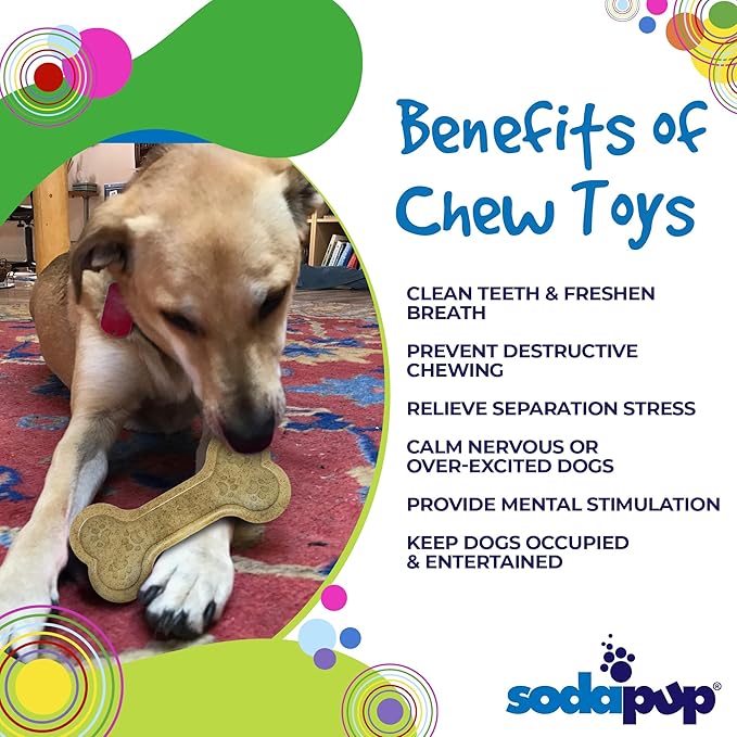 SodaPup Nylon Bone - Durable Dog Chew Toy Made in USA from Non-Toxic, Pet Safe, Food Safe Nylon Material for Mental Stimulation, Clean Teeth, Fresh Breath, Problem Chewing, Calming, & More