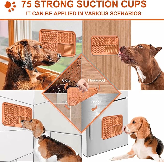 Licking Mat for Dogs & Cats with Suction Cups, 1 Pack Dog Slow Feeder Lick Pat for Anxiety Relief, Dog Toys Feeding Mat for Butter Yogurt Peanut, Pets Bathing Grooming Training Mat