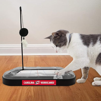 Pets First 5-in-1 NHL Carolina Hurricanes Hockey Field Cat Scratcher Toy with Interactive Cat Ball Bell in Tracks