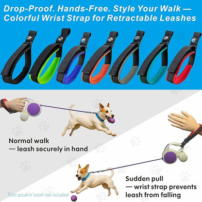 Wrist Strap for Retractable Dog Leash – Adjustable Safety Band with Soft Neoprene Lining and Lockable Hook for Short-Distance Control，Orange Red