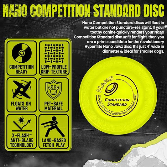 Hyperflite Nano Competition Standard Disc Dog Disc 4” (17g) | Official Skyhoundz Mini Flying Disc for Small Dog & Puppy | Long-Flying, Lightweight Dog Toy for Backyard, & Beach | Anti-Glare -Yellow