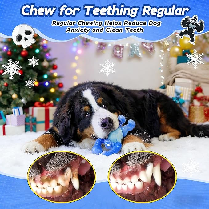 Furdog Dog Toys for Aggressive Chewers, Indestructible Chew Toys for Medium Large Breeds(20-80lb), Durable Squeaky Tough Dog Toy to Keep Them Busy (Bacon Flavor, Blue)