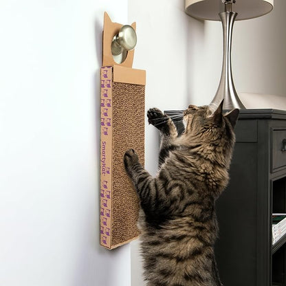 SmartyKat Scratch Up Corrugated Hanging Cat Scratcher, Catnip Infusion Technology - Brown, Single Wide