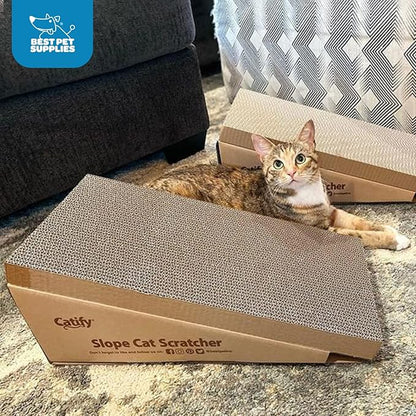 Best Pet Supplies Catify Cat Scratcher, Fun Interactive Scratchers, Posts, Poles, Claw Safe, Furniture Saver Indoor Play Support Natural Cat Behaviors Heavy Duty - Slope Scratcher (2 Pack), 19 x 9.5"