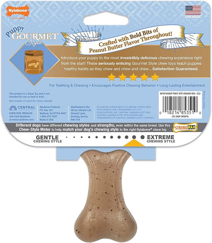 Nylabone Gourmet Style Wishbone Strong Chew Toy for Puppies, Puppy Enrichment Teething Toys, Peanut Butter Flavor, Small Dogs - Up to 25 Ibs, 1 Count