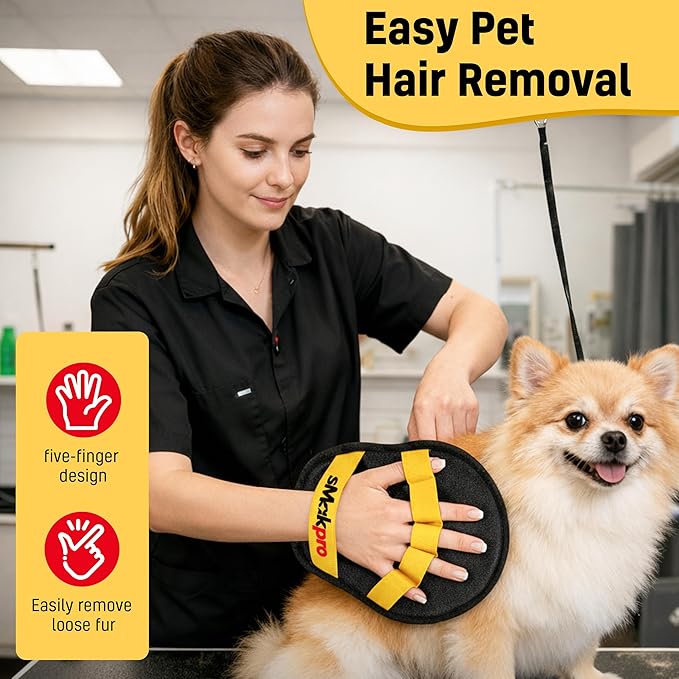 2026 NEW Pet Hair Removal Tool for Dogs & Cats (19" Long Brush + Gloves), Electrostatic Reusable Pet Hair Remover, Five Finger Magic Brush with Adjustable Handle for Couch, Carpet, Bedding, Clothes