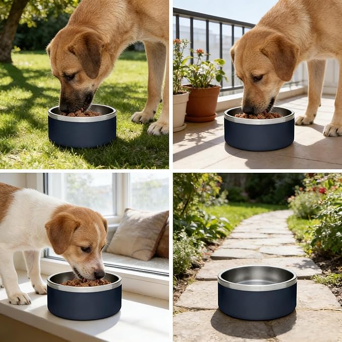 Non-Slip 42oz Stainless Steel Dog Bowl for Large Dogs – Heavy Duty, Dishwasher Safe & Rustproof, Extra Wide Base Prevents Tipping, Durable Pet Food & Water Feeder (Blue)