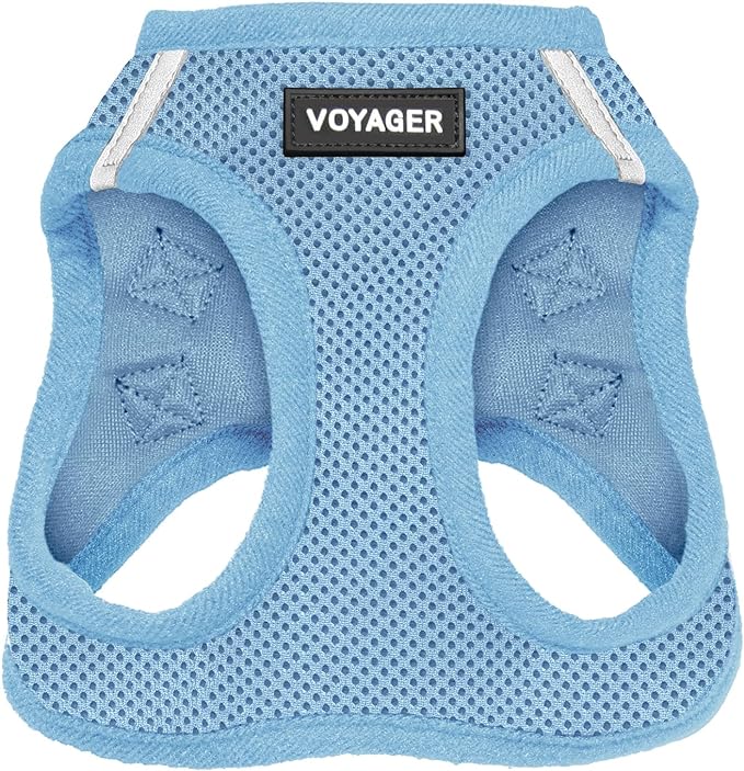 Best Pet Supplies Voyager Step-in Air Harness - All Weather Mesh, Reflective, No Pull Harness for Dogs, Cats - Secure with Hook & Loop Fastener, Buckle, Double D-Rings - Baby Blue, S