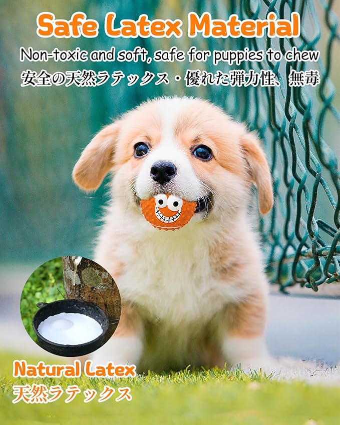 SCHITEC Squeaky Dog Balls, [4 Pack] Cute Interactive Latex Rubber Toys with Squeaker, 2.2'' Soft Bouncy Fetch Ball for Puppy Small Breed Dogs