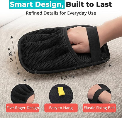 Electrostatic pet Hair Removal Glove, Reusable the Magic Brush, 2-Piece pet Glove Set for Furniture, Clothing, Car Seats, Reusable 2-in-1 Design, 1 Pack