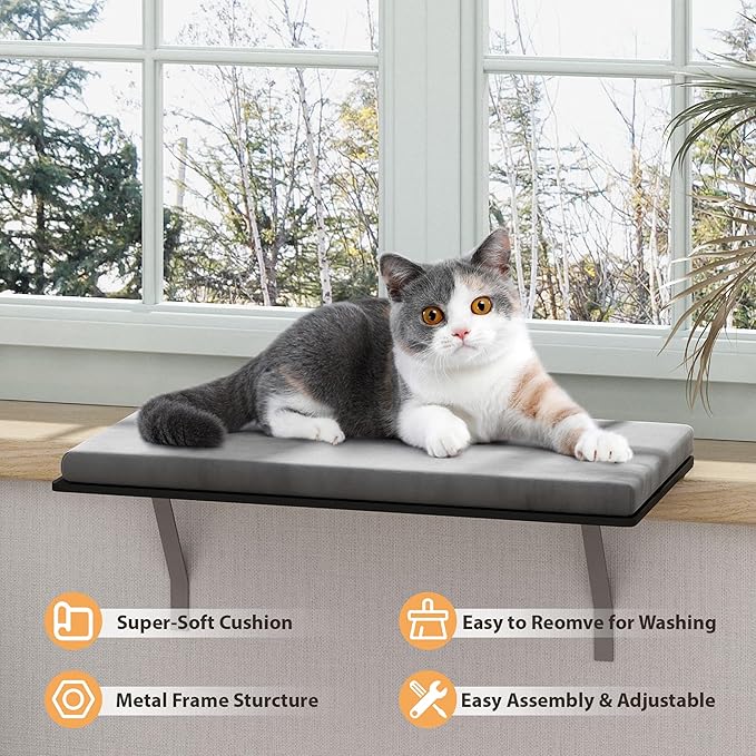 COZIWOW Window Hammock for Large Cats, Grey