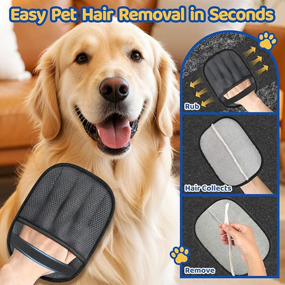 SmartTrends-2 Packs Pet Hair Removal Glove for Dogs & Cats, Five-Finger Ergonomic Grip Reusable & Washable Pet Hair Removal Tool, Lightweight Portable Dog Hair Remover for Couch, Carpet, Bed, Cloth
