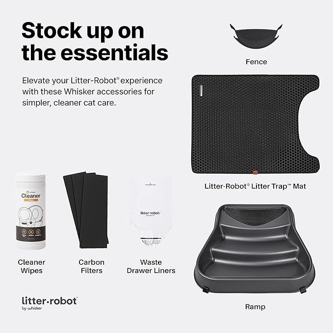 Litter-Robot 3 Connect by Whisker, Grey - Automatic, Self-Cleaning Cat Litter Box, App Control, Helps Reduce Litter Box Odors, Works with Any Clumping Litter, WhiskerCare 1-Year Warranty