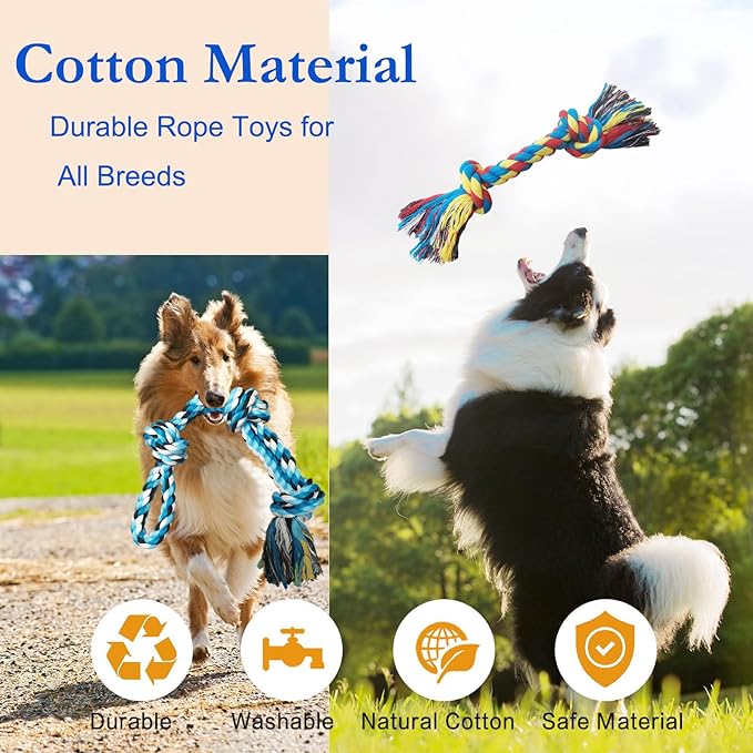 6 Pack Dog Rope Toys for Small Medium Large Breed, Tough Chew Rope Tug Toy for Dogs, Flying Disc Fetch Toy Dog Rope Ball, Interactive Toy for Boredom, Puppy Teeth Cleaning