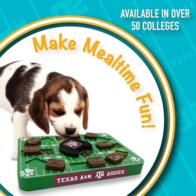 NCAA Puzzle Toy Slow Feeder, Puzzle Treat Dog Toy, Interactive Dog Treat Toy, Dog Puzzle Feeding Slow Toy (Texas A&M Aggies)