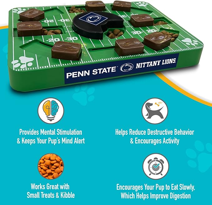 NCAA Puzzle Toy Slow Feeder, Puzzle Treat Dog Toy, Interactive Dog Treat Toy, Dog Puzzle Feeding Slow Toy (Penn State Nittany Lions)