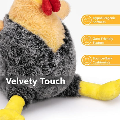 Squeaky Stuffed Dog Toys – Plush Chicken Chew Toy for Small, Medium & Large Dogs, Cute & Funny Interactive Puppy Toy with Crinkle Paper & Double Squeakers