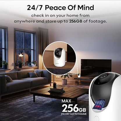 2K Indoor Cameras for Home Security - Camera with Pan/Tilt, 33ft Night Vision, 2 Way Audio, BLE Pairing - Motion Detector Indoor Wi-Fi Camera for Baby & Pet Monitor