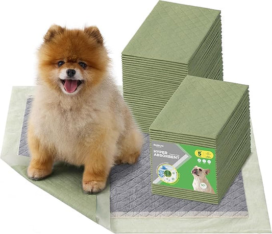 Bedsure Pee Pads for Dogs, 22" x 22" Puppy Pads 50 Count, Super Absorbent & Leak Proof, Small Dog Training Pads Quick Dry Disposable Pets Potty Pads Odor-Control Activated Carbon & ECO Green Material