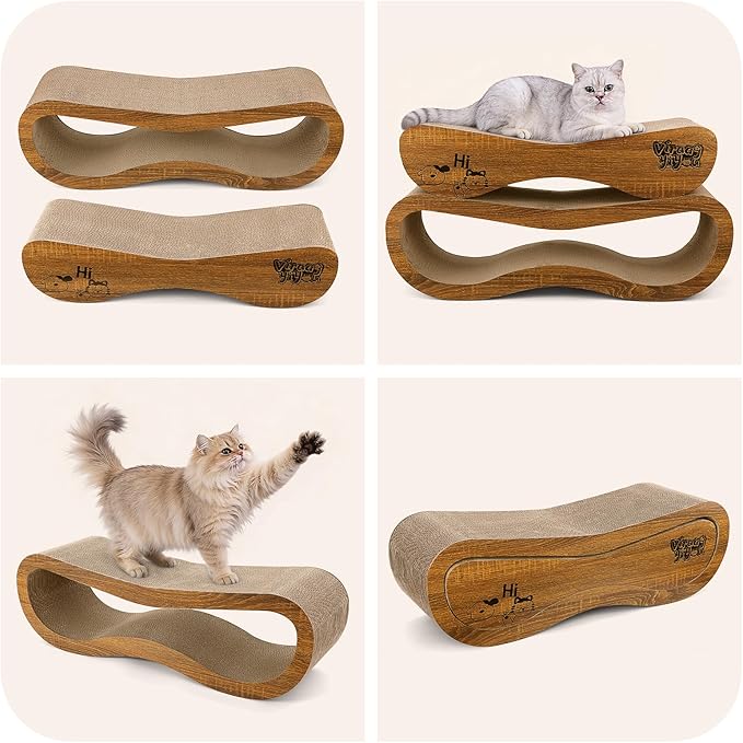 Cat Scratcher, 2-in-1 Cat Scratcher Couch for Indoor Cats, 34.25 Inch Large Corrugated Cardboard Scratching Post, Reversible & 100% Recyclable, Includes Catnip