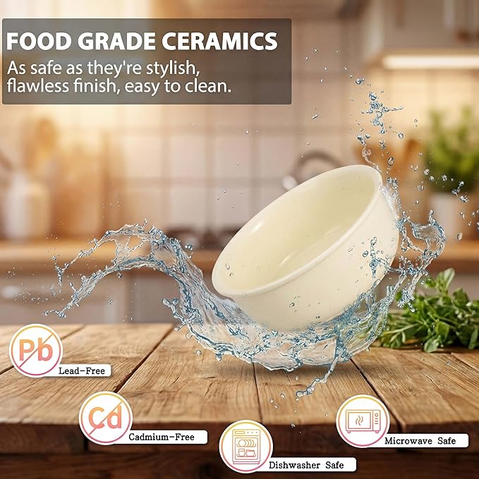 Elevated Ceramic Dog Bowl Set - Double Dishes with Non-Slip Iron Stand - Raised Feeding Station for Food & Water - Ideal for Small and Medium Dogs - 2 × 720ml Capacity - Beige - 15 cm Height