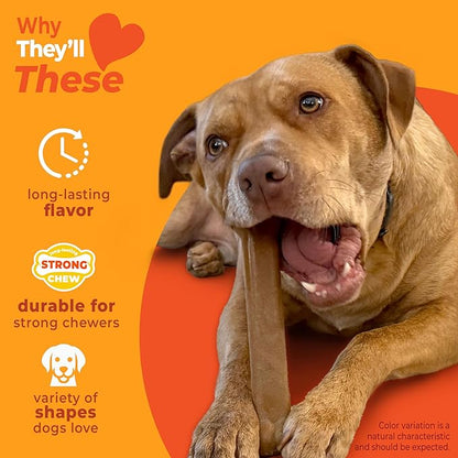 Nylabone Strong Chew Dog Toy 4-Pack Made with Real Bacon, Bison, Venison, Beef, & Chicken, Durable Chew Toys for Aggressive Chewers, Long Lasting Dog Bone, Large Breeds - Up to 50 lbs, 4 Count