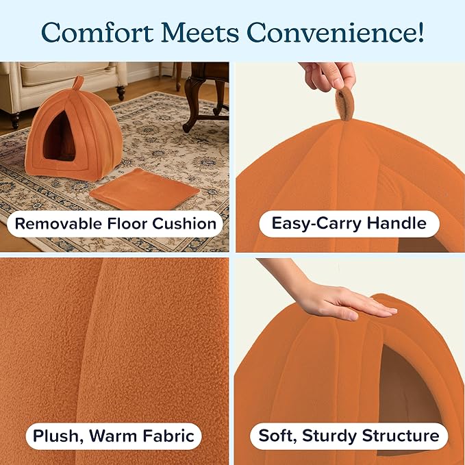 PETMAKER Indoor Cat House with Removable Foam Cushion for Cats, Kittens, Small Dogs & Small Pets, Plush Pet Bed Crate Tent Hideaway with Cozy Soft Interior, Small Animal Sleep & Rest Space