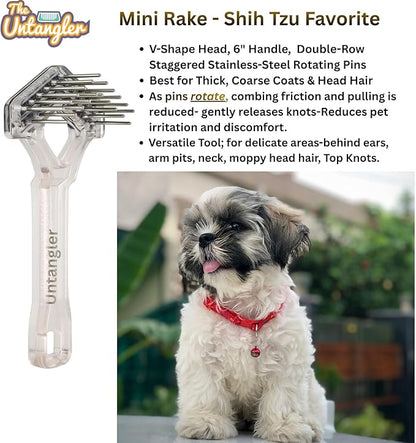 Mini-Rake V-Shaped with 1" Double-Row Rotating Teeth (Crystal with BlackTop)