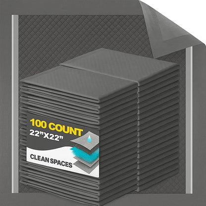 Charcoal Puppy Pads 100 Count, Disposable Pee Pads for Dogs / Wee Wee Pads / Potty Training Pads, Underpads with Activated Carbon to Eliminate Odor, 22"x22"