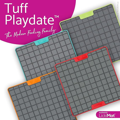 LickiMat Tuff, Heavy-Duty Playdate, Dog Slow Feeder Lick Mat, Boredom Anxiety Reducer; Perfect for Food, Treats, Yogurt, or Peanut Butter, Fun Alternative to a Slow Feed Dog Bowl, Orange