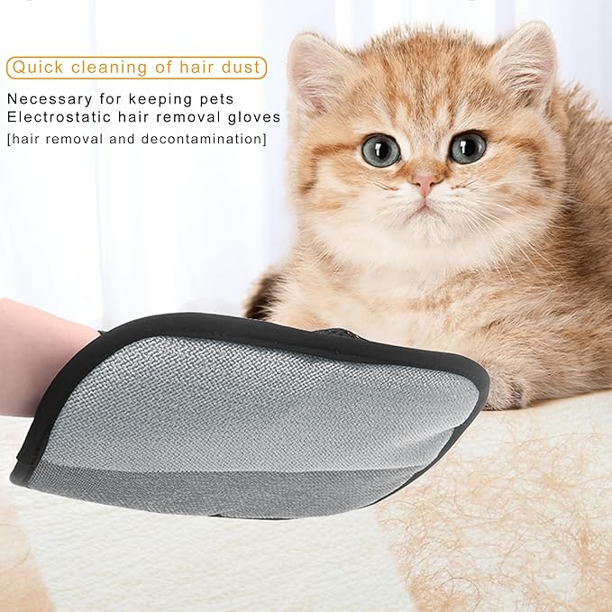 2-Pack Reusable Pet Hair Remover Gloves for Dogs & Cats – Electrostatic Dehairing Glove for Sofas, Furniture, Carpets, Car Seats & Pet Grooming – Eco-Friendly, Washable, Multi-Surface Tool