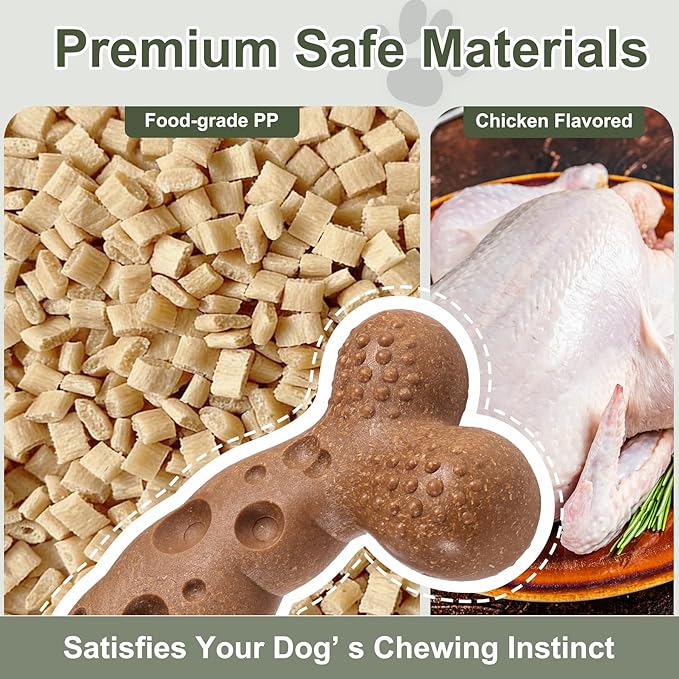 Dog Chew Toy for Aggressive Chewers Chicken Flavored Tough Dog Bone Toys for Medium Large Dog Breed to Keep Them Busy