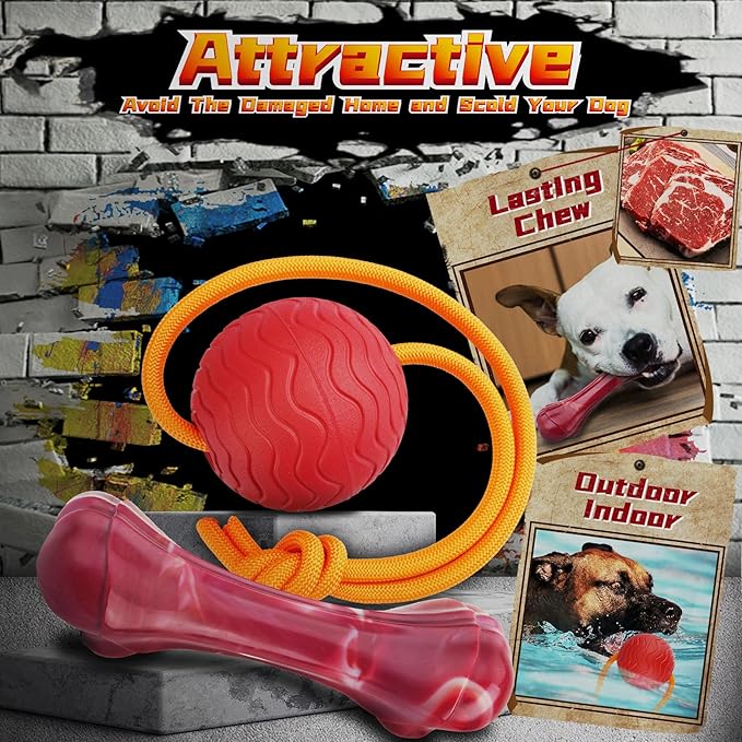 Long-Lasting Heavy Various Dog Chew Toys for Aggressive Chewers, 9 Pack Indestructible Large Dog Toys Include Tug Chew & Rope Toys, Squeaky Toys for Medium&Large Breed (For Super Chewers-Crocodile)