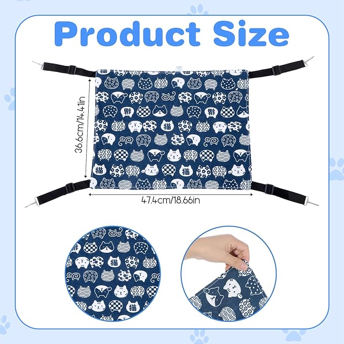 Cat Hammock for Cage, Adjustable Pet Hammock Soft Hanging Cat Bed for Cats, Puppy, Ferrets, and Small Animals