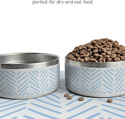 CROXTON & CO. Stainless Steel Pet Bowl for Dogs & Cats | Insulated Food Bowls for Dog Cat | No Tip No Slip | Non-Slip Rubber Base | Dishwasher Safe | Medium (4 Cups)
