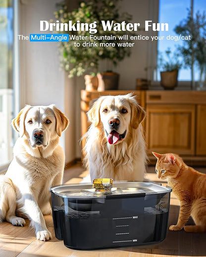 2.6 Gallon Dog Water Fountain – Stainless Steel 10L Pet Fountain Cat Fountain Dog Bowl Dispenser 338oz Capacity for Multi Pet Homes 2 Filters with 7 Layer Dual Filter System Ultra Quiet Pump