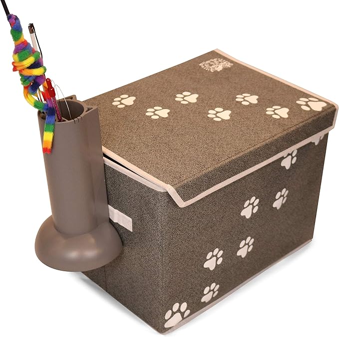 Feline Ruff Cat Teaser Wand Holder. Keep Cats Safe with This Unique Cat Toy Storage Solution. Organize Feather Cat Wand Toys. Patent Pending (Gray)