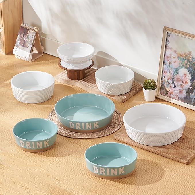 7.2" Non-Slip Ceramic Dog Bowl, 37 Oz Heavy-Duty Dog Food/Water Dish, Pet Feeding Bowl for Small and Medium Dogs, Food Grade Porcelain Pet Feeder Bowl, Microwave and Dishwasher Safe