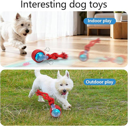 Interactive Dog Toy, Electric Dog Toy with Random Movement Trajectory and Rope Design, Rechargeable Dog Ball Suitable for Puppy