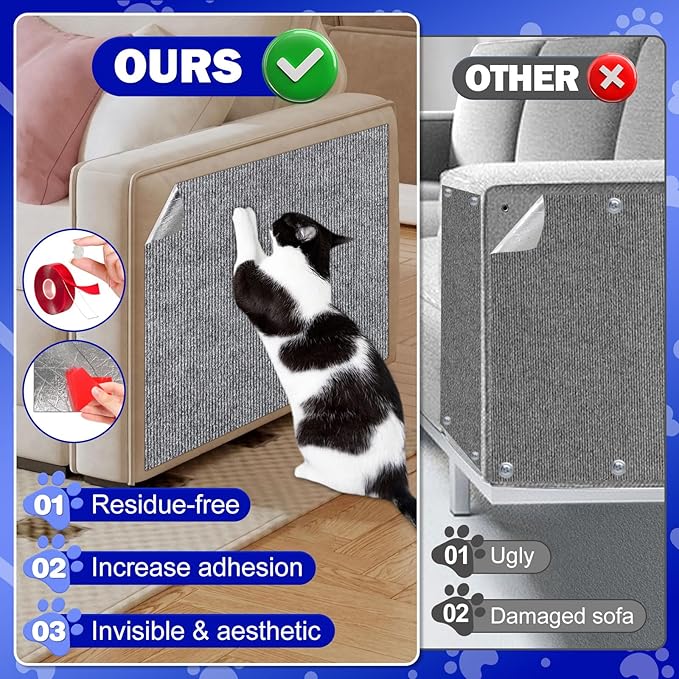 Anit Cat Scratch Couch Furniture Protector,78.7x15.8 Cat Wall Corner Scratcher Pads Mat,DIY Climbing Scratching Carpet Post Board Replacement