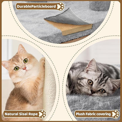 Yaheetech 23.5in Cat Tree Tower, Cat Condo with Sisal-Covered Scratching Posts, Cat House Activity Center Furniture for Kittens, Cats and Pets - Light Gray