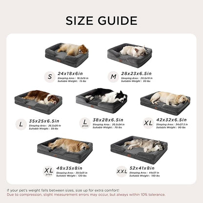 Bedsure Orthopedic Dog Bed for Extra Large Dogs - XL Plus Waterproof Dog Sofa Beds, Supportive Foam Pet Couch Bed with Removable Washable Cover, Waterproof Lining and Nonskid Bottom, Dark Grey