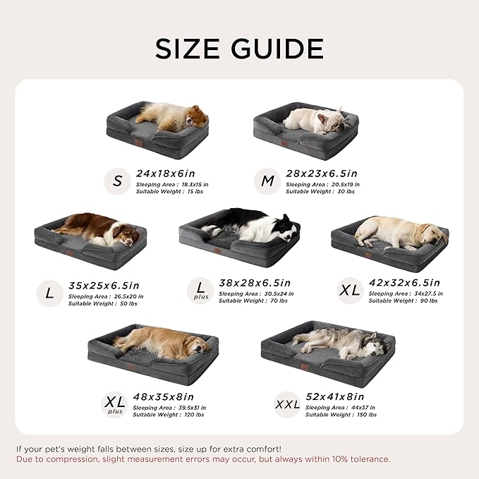 Bedsure Orthopedic Dog Bed for Extra Large Dogs - XL Washable Dog Sofa Bed Large, Supportive Foam Pet Couch Bed with Removable Washable Cover, Waterproof Lining and Nonskid Bottom, Dark Grey