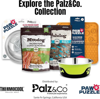 Palz&Co Paw Puzzles Slow Feeder Dog Bowl Insert - 4" Round Silicone Insert for Small Pet Bowls, Orange - Promotes Healthier Eating & Mental Stimulation, Dishwasher Safe