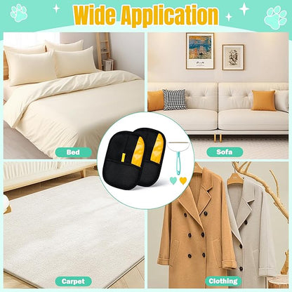 Pet Hair Remover Glove - 5PCS Electrostatic Cat Dog Hair Removal Gloves with Brush and Hooks, Reusable Animal Grooming Brush Tool for Couch Furniture Clothing Carpet Curtain Bed Carpet Blanket