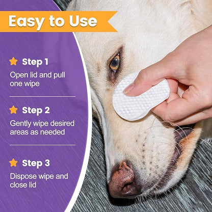 Pet Wipes for Cats & Dogs, 120 Count Gentle Plant-Based Pet Eye Wipes, Pet Ear Wipes, Dog Face Wipes and Dog Wipes for Face, Soft Non-Woven Wipes for Quick Daily Cleaning